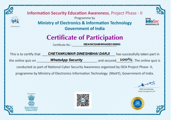 Download Certificate of Cyber Awareness 2022