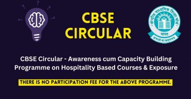 CBSE Circular - Awareness cum Capacity Building Programme on Hospitality Based Courses & Exposure