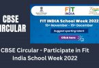 CBSE Circular - Participate in Fit India School Week 2022