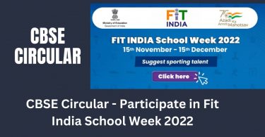 CBSE Circular - Participate in Fit India School Week 2022