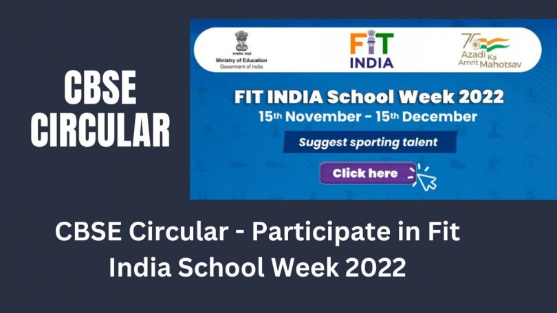 CBSE Circular - Participate in Fit India School Week 2022