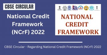 CBSE Circular - Regarding National Credit Framework (NCrF) 2022