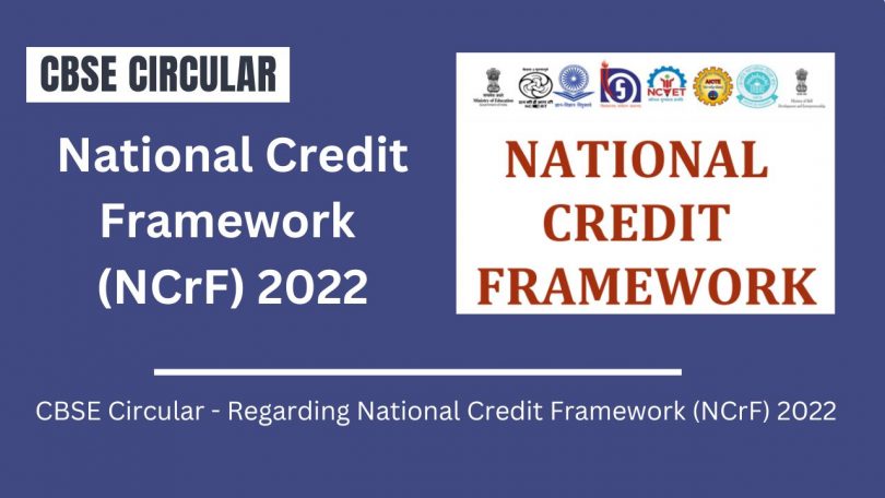 CBSE Circular - Regarding National Credit Framework (NCrF) 2022