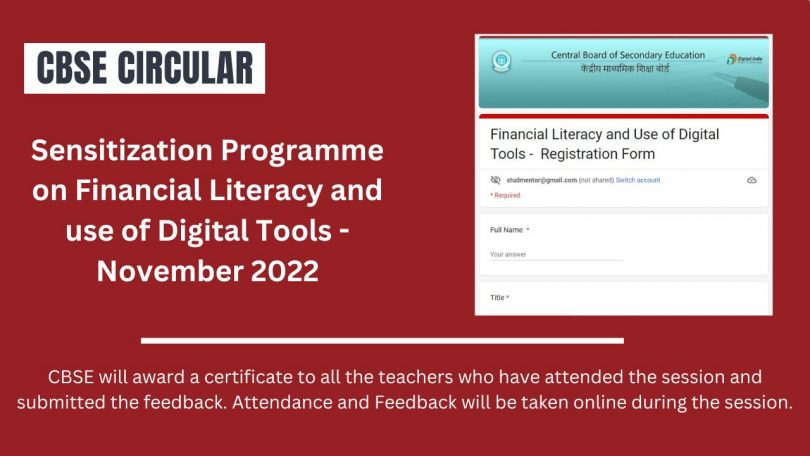 CBSE Circular - Sensitization Programme on Financial Literacy and use of Digital Tools - November 2022