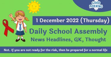Daily School Assembly News Headlines for 1 December 2022