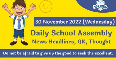 Daily School Assembly News Headlines for 30 November 2022