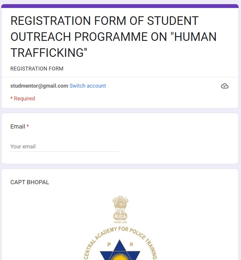 Registration Link of Human Trafficking