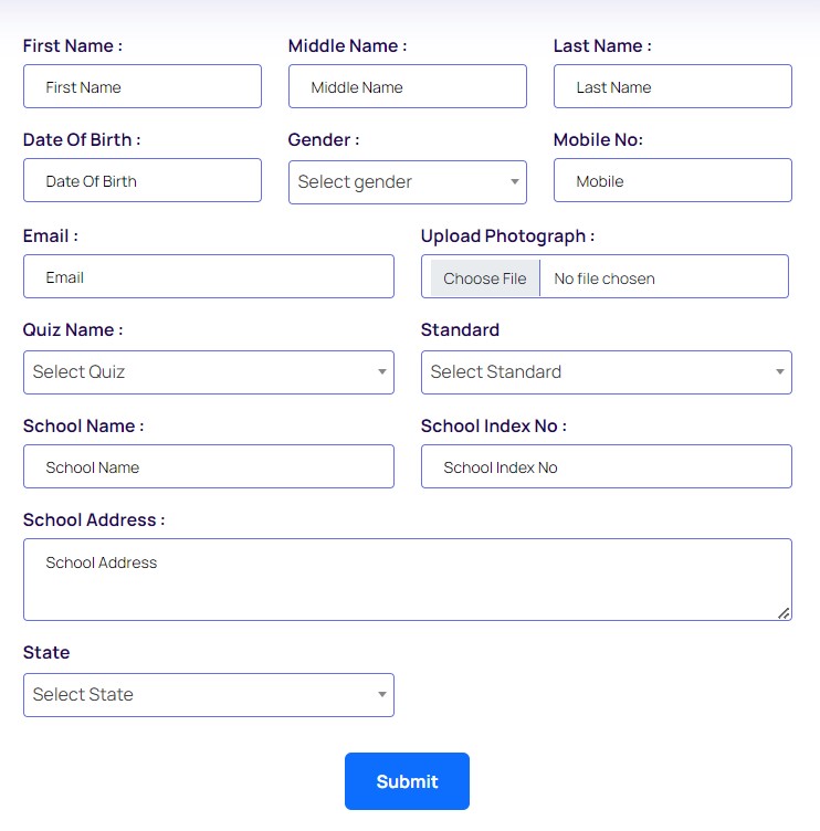 Registration Form of Gujarat STEM Quiz 2.0 Program 2022