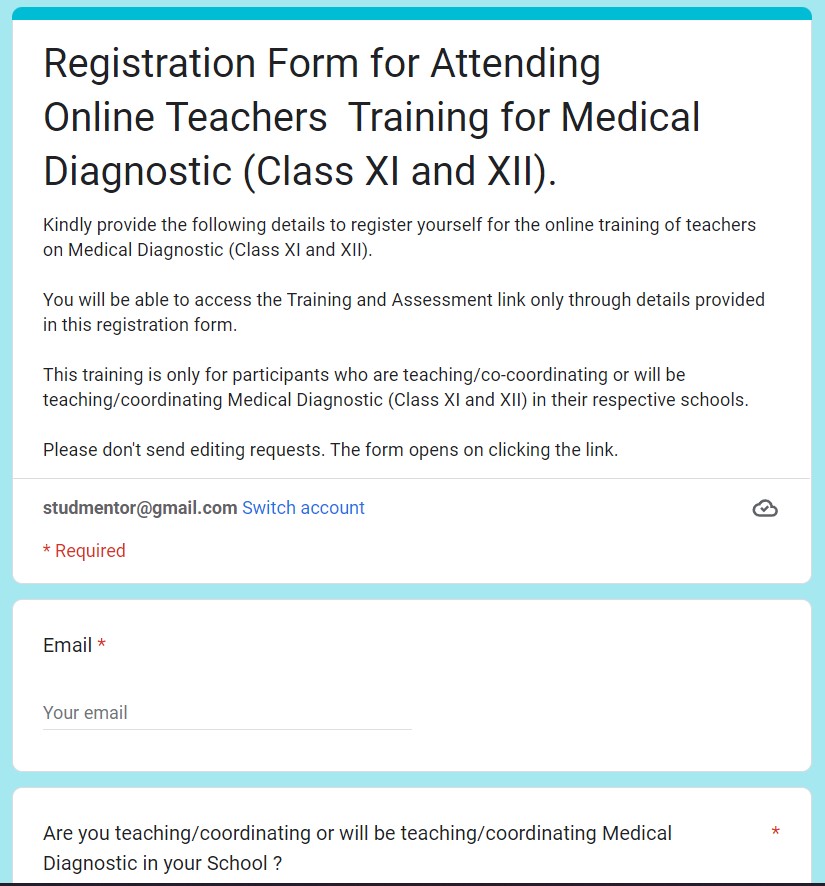 Registration link for Training and Assessment for the Teachers Teaching Skill Course, Medical Diagnostic 2022