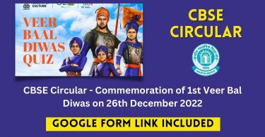 CBSE Circular - Commemoration of 1st Veer Bal Diwas on 26th December 2022