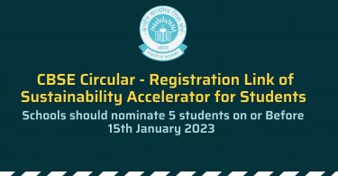 CBSE Circular - Registration Link of Sustainability Accelerator for Students 2022