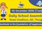 Daily School Assembly News Headlines for 06 December 2022