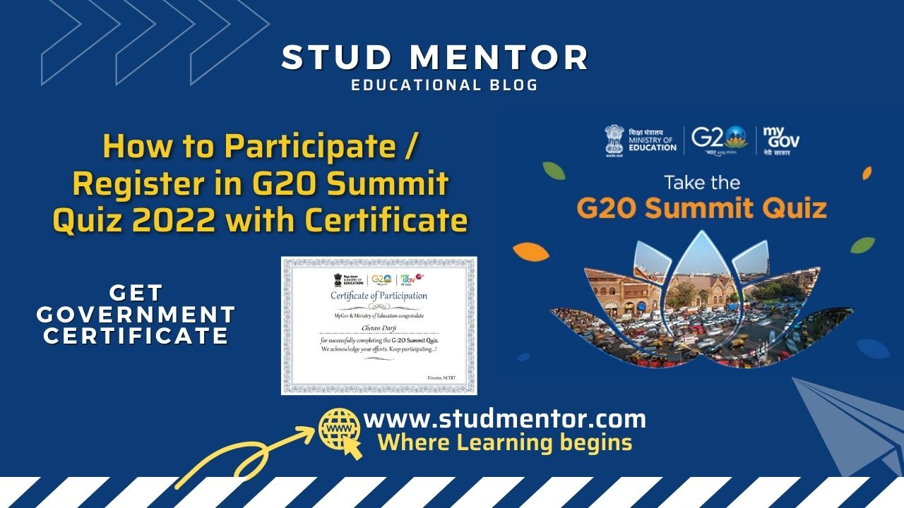 How to Participate / Register in G20 Summit Quiz 2022 with Certificate
