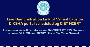 Live Demonstration Link of Virtual Labs on DIKSHA portal scheduled by CIET NCERT