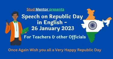 Republic Day Speech 26 January 2023 in English and Hindi for Teachers