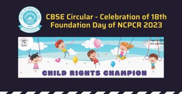 CBSE Circular - Celebration of 18th Foundation Day of NCPCR 2023