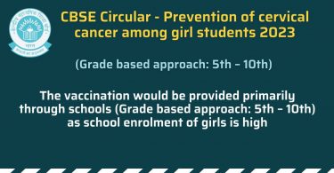 CBSE Circular - Prevention of cervical cancer among girl students 2023