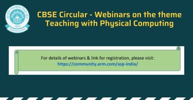 CBSE Circular - Webinars on the theme Teaching with Physical Computing