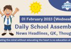 Daily School Assembly News Headlines for 01 February 2023