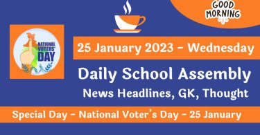 Daily School Assembly News Headlines for 25 January 2023-24