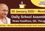 Daily School Assembly News Headlines for 30 January 2023