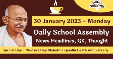 Daily School Assembly News Headlines for 30 January 2023