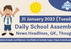 Daily School Assembly News Headlines for 31 January 2023-24