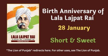 Speech on Birth Anniversary of Lala Lajpat Rai - 28 January