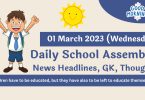 Daily School Assembly News Headlines for 01 March 2023