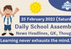 Daily School Assembly News Headlines for 25 February 2023