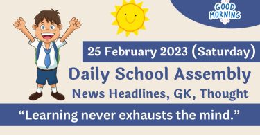 Daily School Assembly News Headlines for 25 February 2023