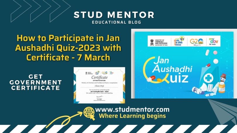 How to Participate in Jan Aushadhi Quiz-2023 with Certificate - 7 March