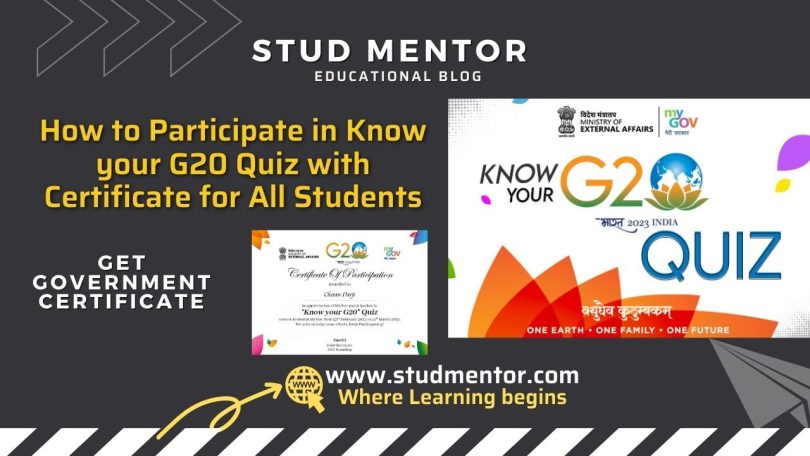 How to Participate in Know your G20 Quiz with Certificate for All Students