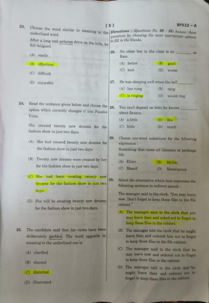 Navodaya Class 9 Paper Solution Answer Key 11 February 2023