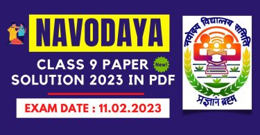 Navodaya Class 9 Paper Solution Answer Key 11 February 2023