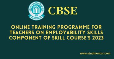 ONLINE TRAINING PROGRAMME FOR TEACHERS ON EMPLOYABILITY SKILLS COMPONENT OF SKILL COURSE’S