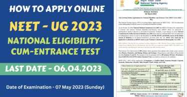 Apply Online Link NEET UG 2023, Fees, Exam Syllabus, Last Date