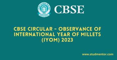 CBSE Circular - Observance of International Year of Millets (IYOM) 2023