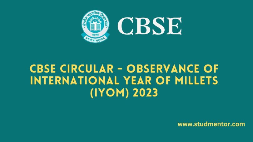 CBSE Circular - Observance of International Year of Millets (IYOM) 2023