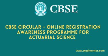 CBSE Circular - Online Registration Awareness Programme for Actuarial Science