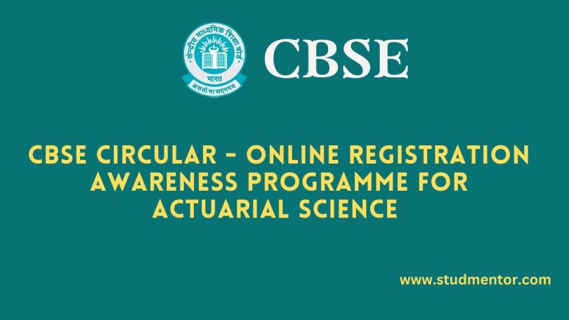 CBSE Circular - Online Registration Awareness Programme for Actuarial Science