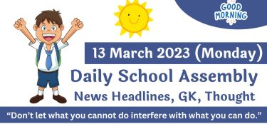 Daily School Assembly News Headlines in Hindi for 13 March 2023