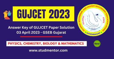 Answer Key of GUJCET Paper Solution 03 April 2023 - GSEB Gujarat