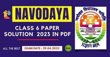 Navodaya Class 6 Paper Solution Answer Key 29 April 2023