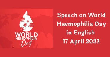 Speech on World Haemophilia Day - 17 April 2023