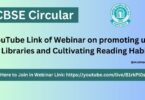 CBSE Circular - YouTube Link of Webinar on promoting use of Libraries and Cultivating Reading Habits