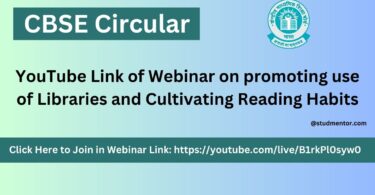 CBSE Circular - YouTube Link of Webinar on promoting use of Libraries and Cultivating Reading Habits