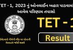 Check Online Released Result of TET - 1 Link 2023