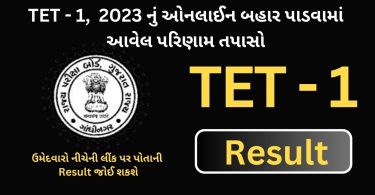 Check Online Released Result of TET - 1 Link 2023