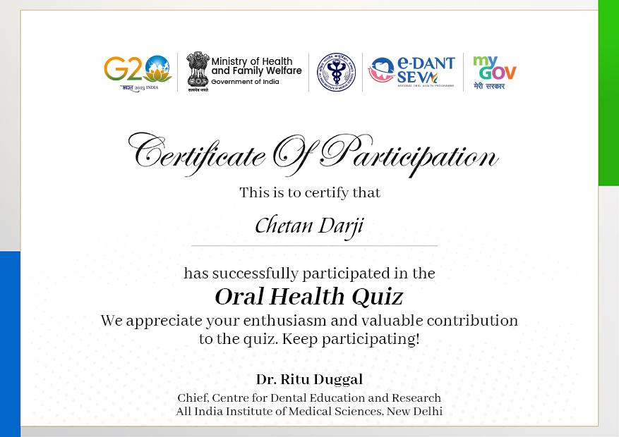 Download Certificate - World Oral Health Day 2023